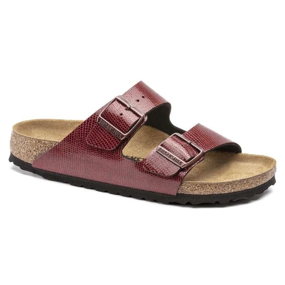 Birkenstock Arizona Maroon Red Lizard Embossed Sandals Mens‎ 9 L11 M9 EU 42